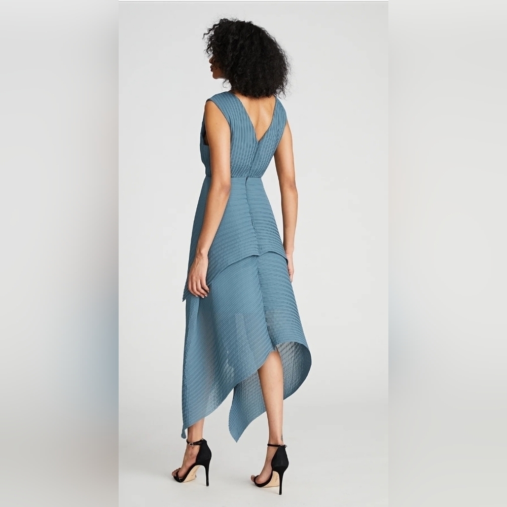 Halston Maren Dress In Pleated Chiffon - Picture 2 of 10